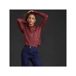 NWTs Anthropologie Fuzzy Mock Neck Knit Sweater Top